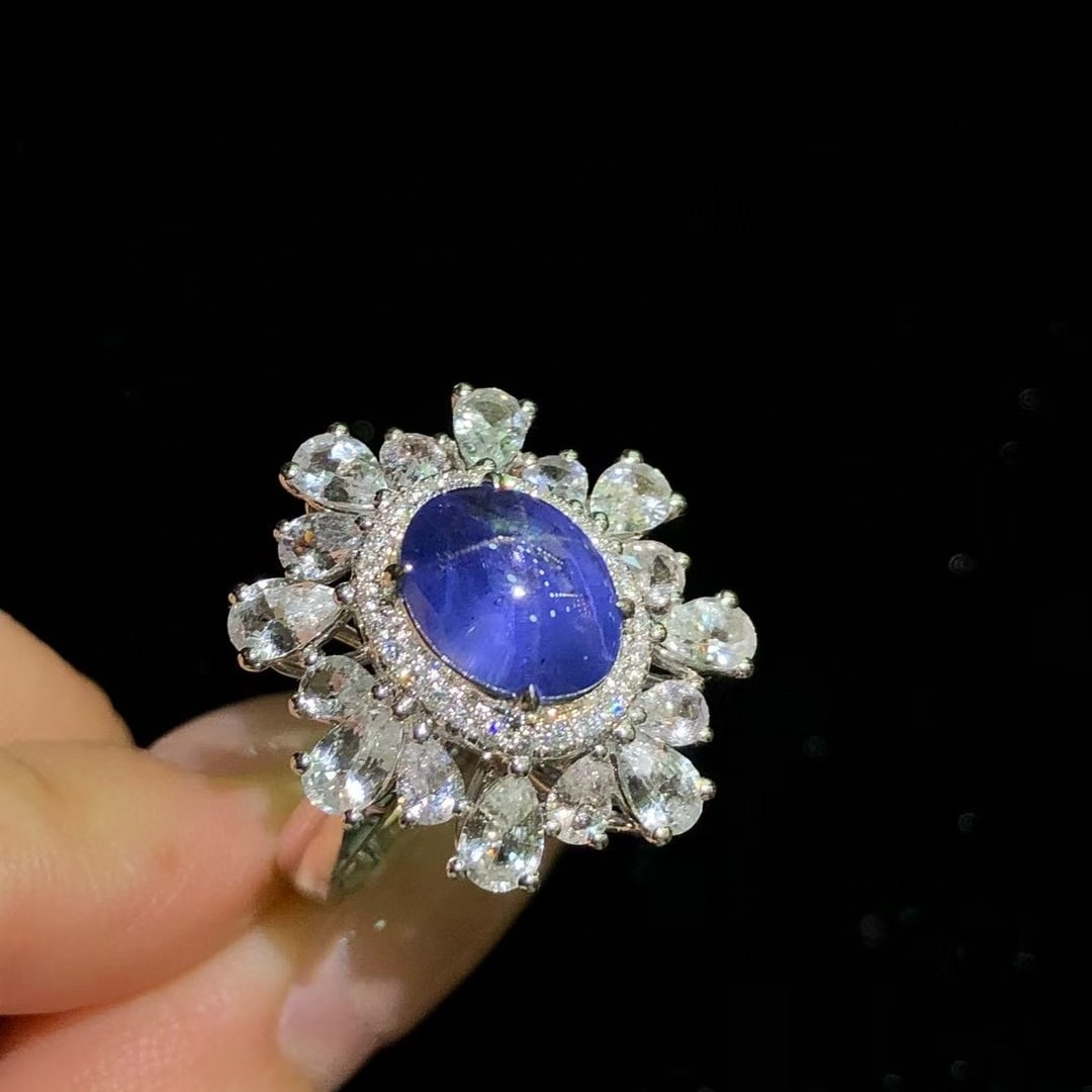 14k Gold 7.51 Ctw Natural Star Sapphire & Sapphire Ring/pendant( Without Chain ) - 2