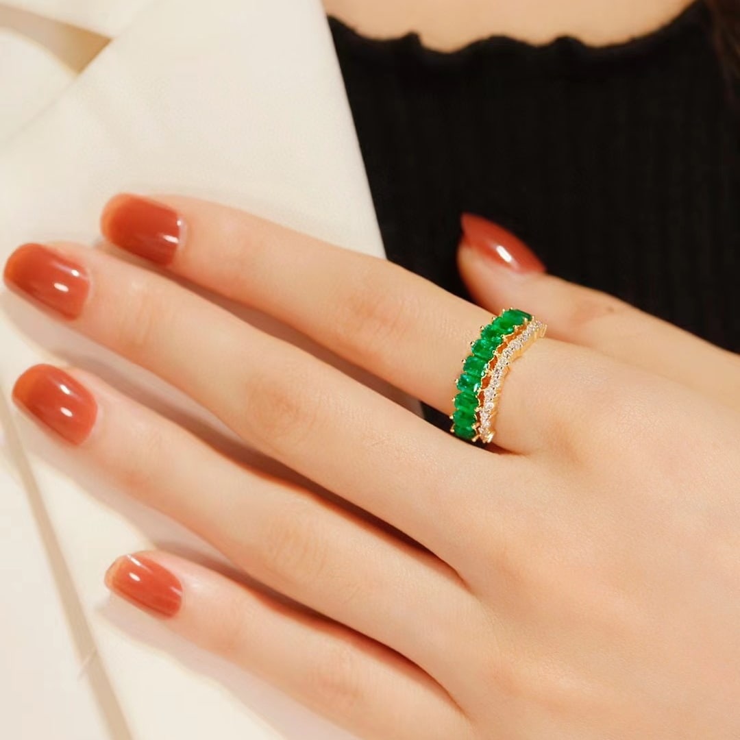 14k Gold 1.51 Ctw Vivid Green Natural Emerald & Diamond Ring - 4