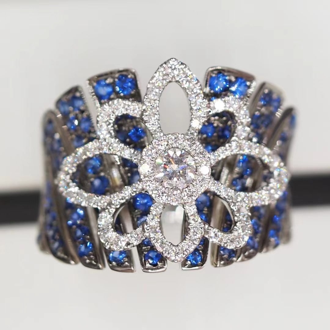 14k Gold 2.01 Ctw Natural Sapphire & Diamond Ring: Ref:230937196 // gold content:14k gold // ring size:7. 25us // // main gemstone:sapphire // shape:round // carat weight:1. 41ct // color:blue // treatment:natural // cut grade:g // // adjacent