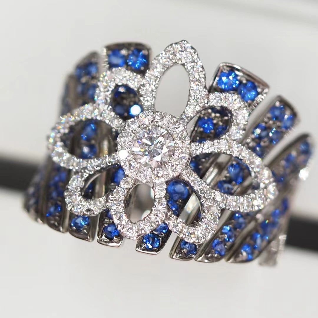 14k Gold 2.01 Ctw Natural Sapphire & Diamond Ring - 2