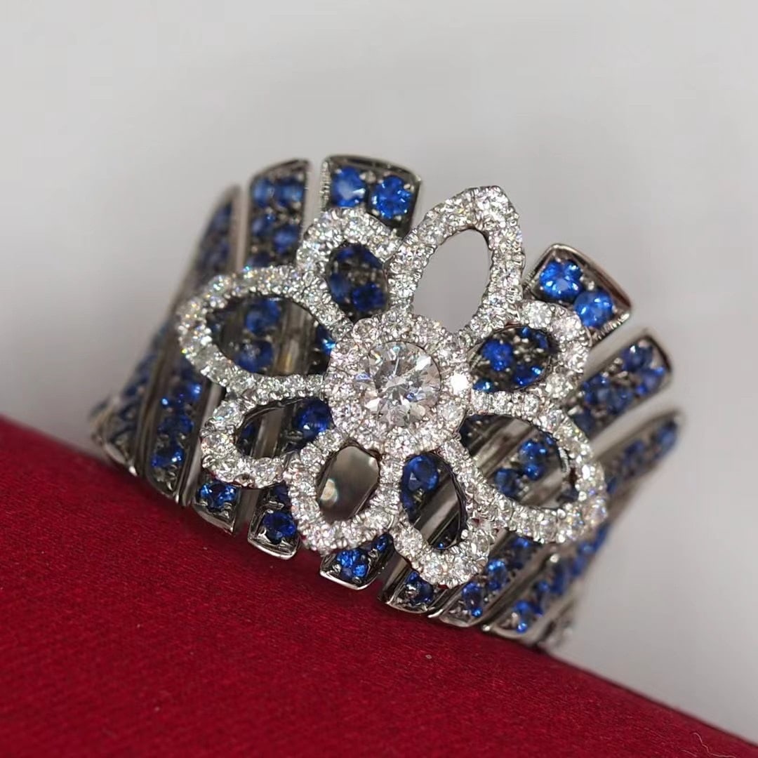 14k Gold 2.01 Ctw Natural Sapphire & Diamond Ring - 3