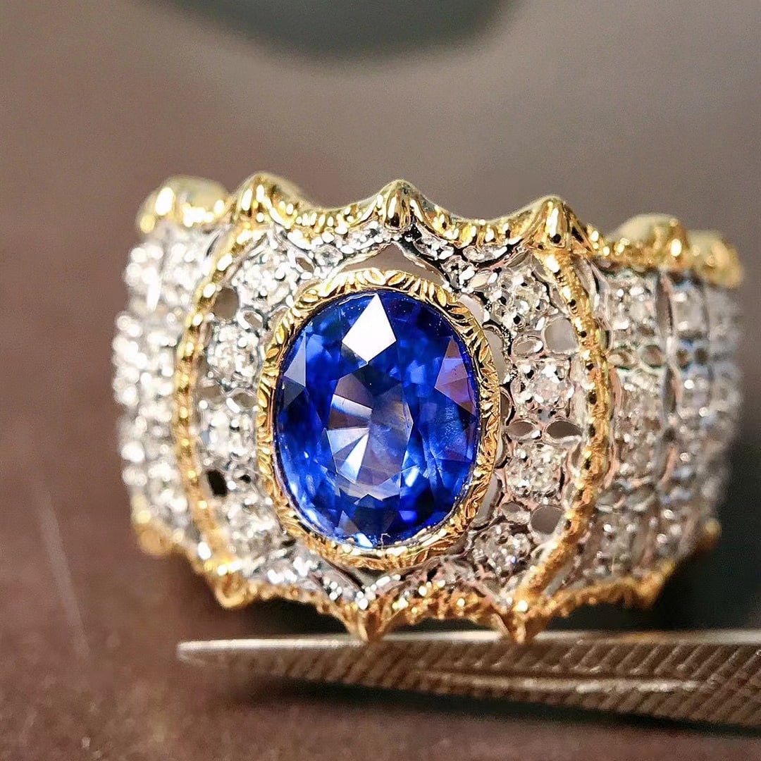 14k Gold 1.61 Ctw Natural Sapphire & Diamond Ring (1 of 7)