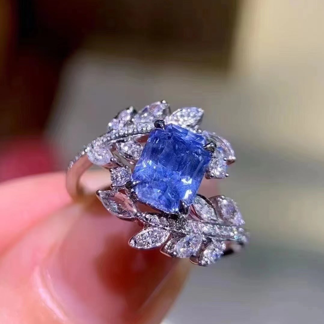 14k Gold 2.2 Ct Natural Sapphire & Diamond Ring - 6