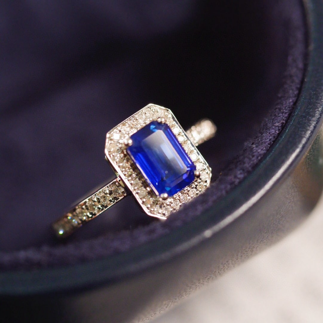 14k Gold 1.00 Ct Natural Sapphire & Diamond Ring - 2