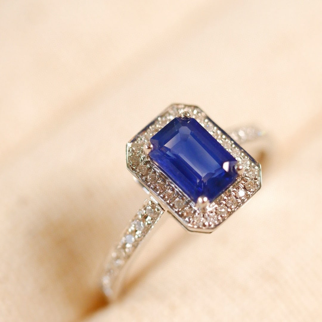 14k Gold 1.00 Ct Natural Sapphire & Diamond Ring - 3