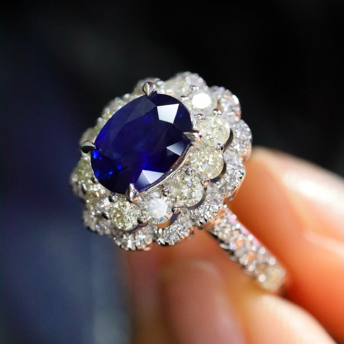 14k Gold 2.45 Ctw Natural Sapphire & Diamond Ring - 5