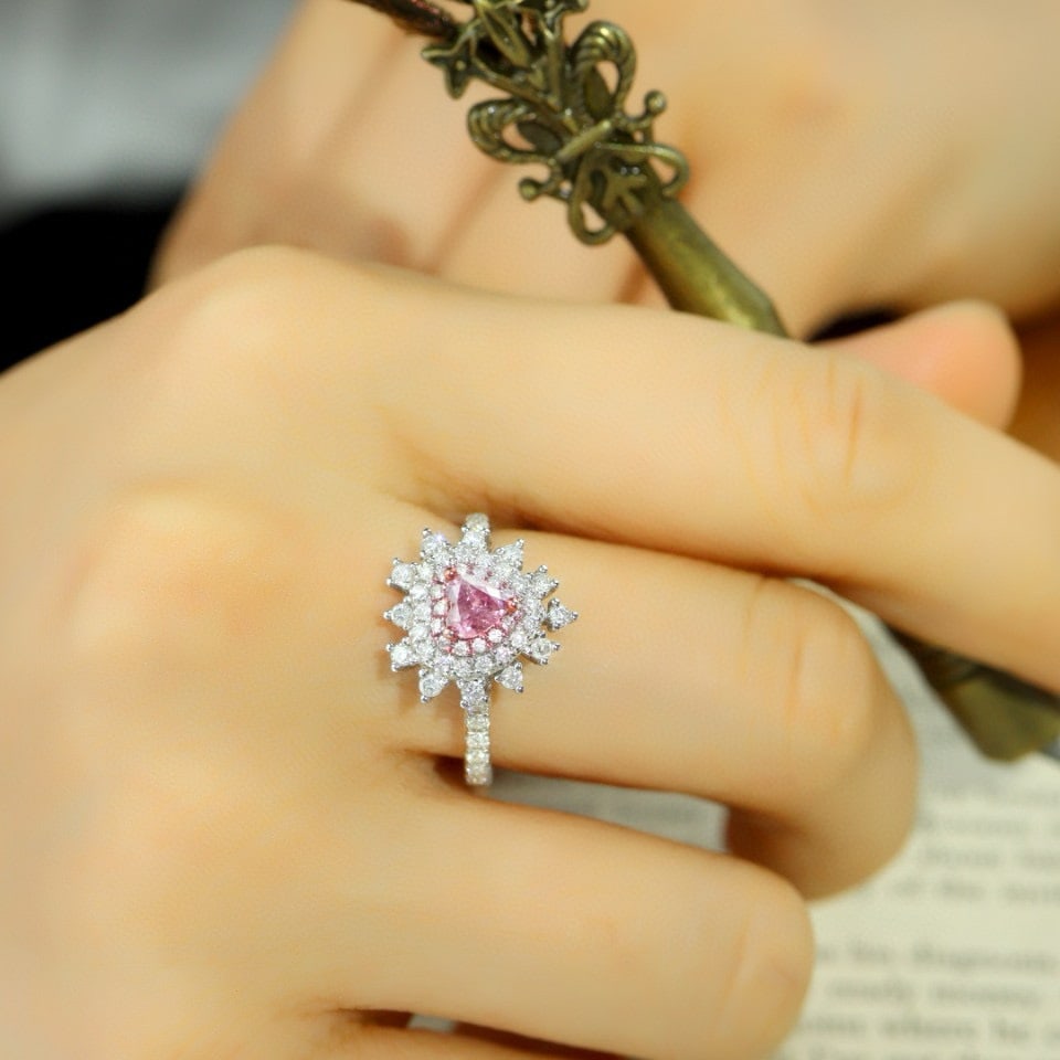 14k Gold 0.83 Ctw Natural Pink Diamond & Diamond Ring - 2