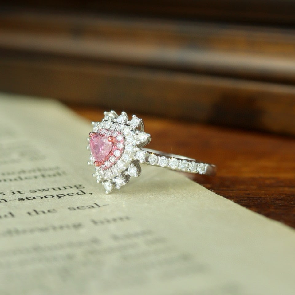 14k Gold 0.83 Ctw Natural Pink Diamond & Diamond Ring - 6