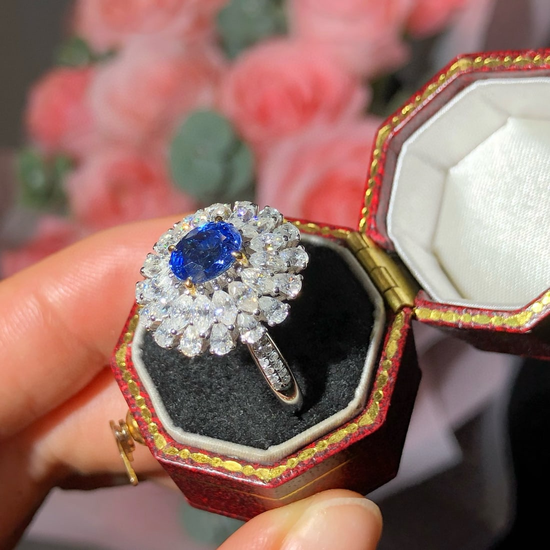 14k Gold 1.34 Ctw Natural Sapphire & Diamond Ring - 3