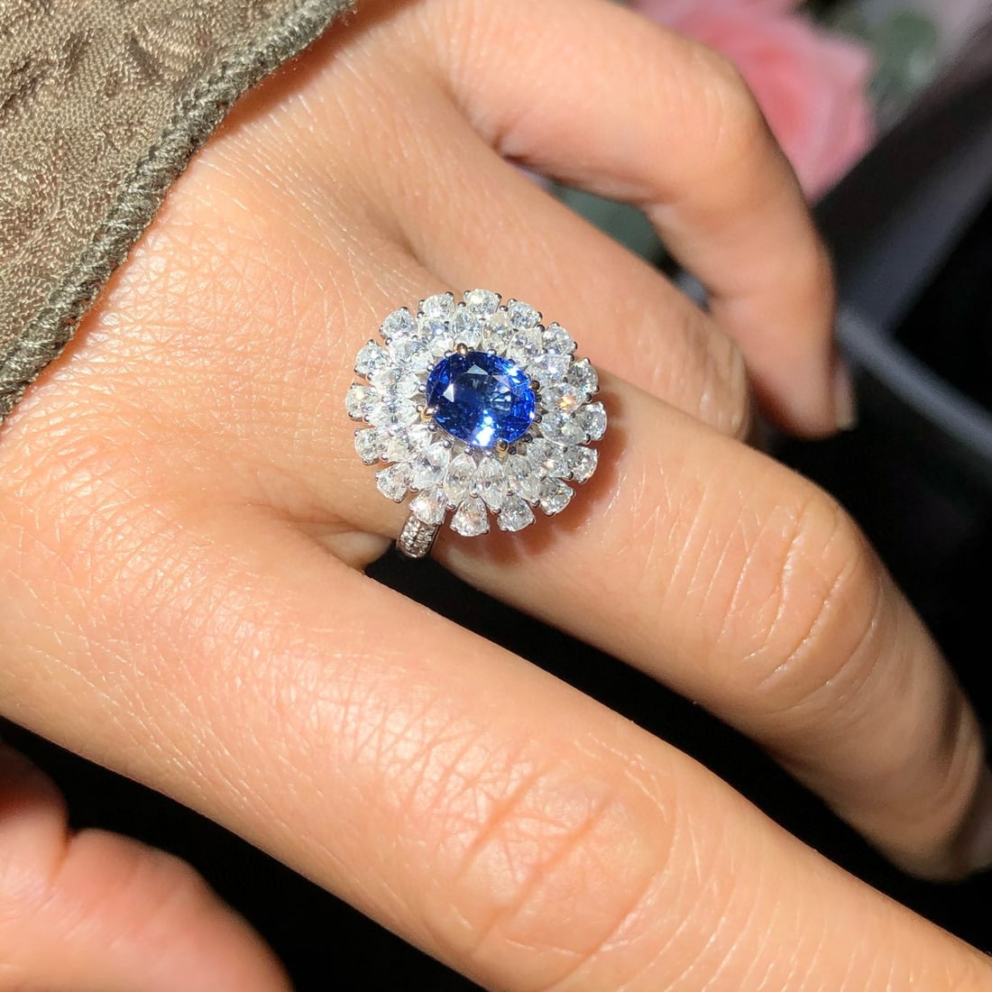 14k Gold 1.34 Ctw Natural Sapphire & Diamond Ring - 4