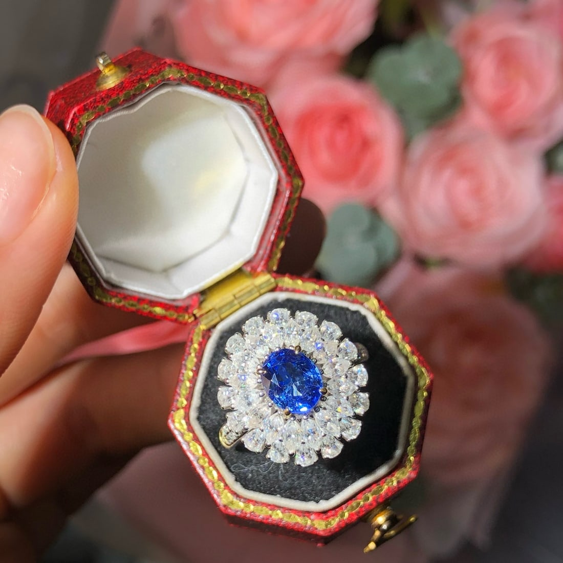 14k Gold 1.34 Ctw Natural Sapphire & Diamond Ring - 6