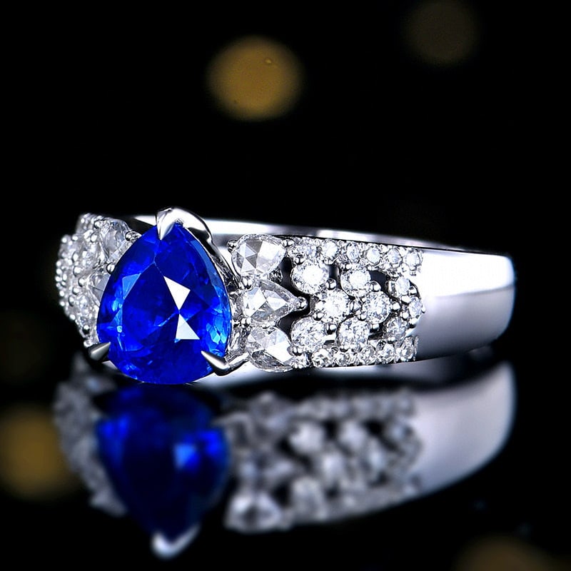 14k Gold 1.66 Ctw Natural Sapphire & Diamond Ring - 2