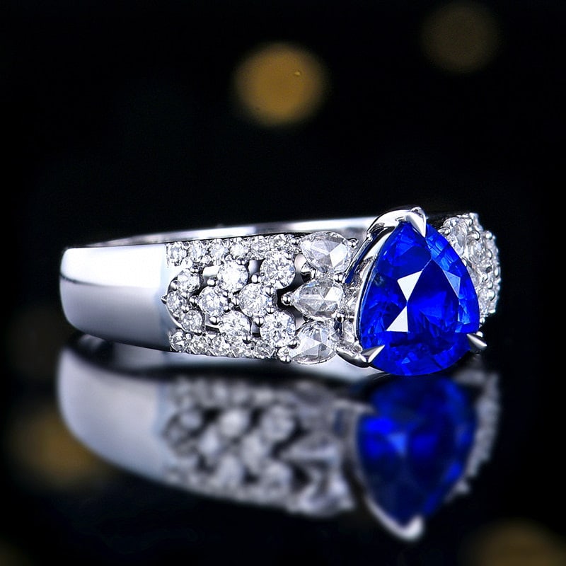 14k Gold 1.66 Ctw Natural Sapphire & Diamond Ring - 3