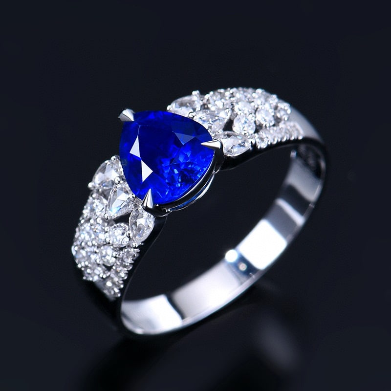 14k Gold 1.66 Ctw Natural Sapphire & Diamond Ring - 4