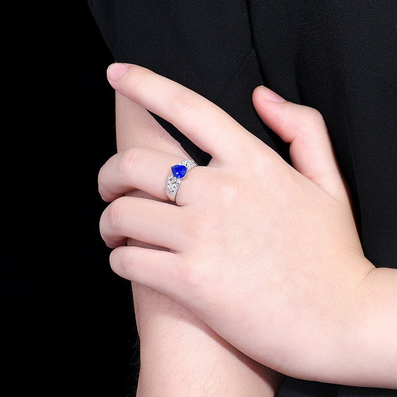 14k Gold 1.66 Ctw Natural Sapphire & Diamond Ring - 7