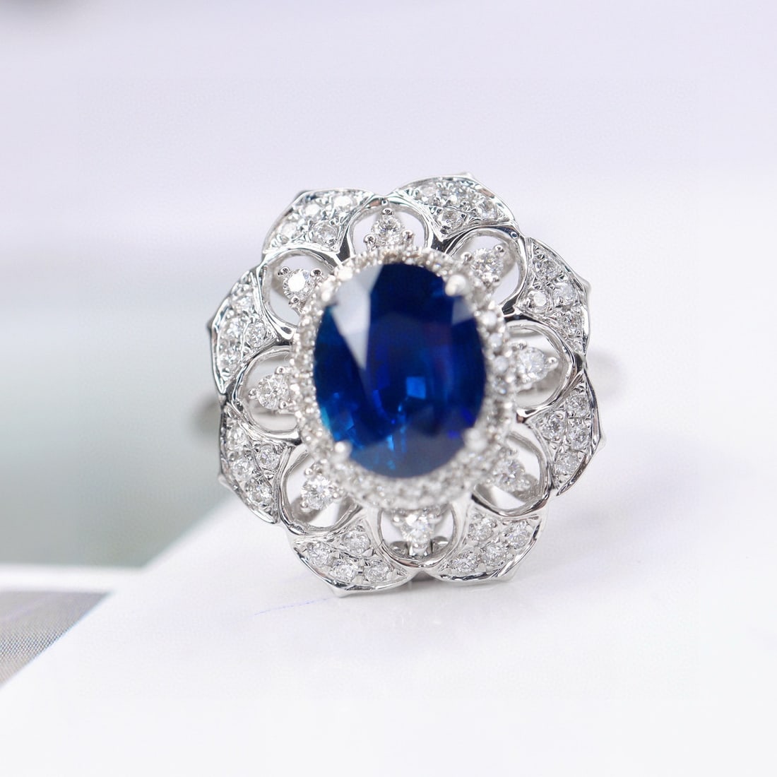 14k Gold 2.69 Ctw Natural Sapphire & Diamond Ring/pendant( Without Chain ) - 2