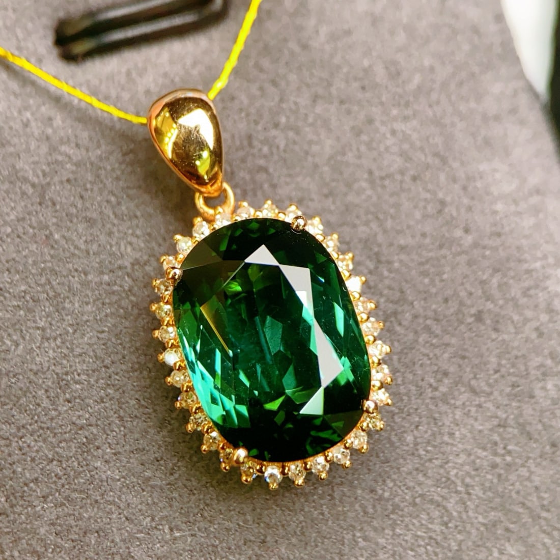 14k Gold 5.26 Ctw Natural Tourmaline & Diamond Pendant( Without Chain ) - 4