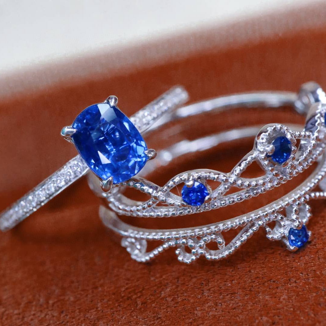 14k Gold 0.77 Ctw Natural Sapphire & Diamond Ring - 2