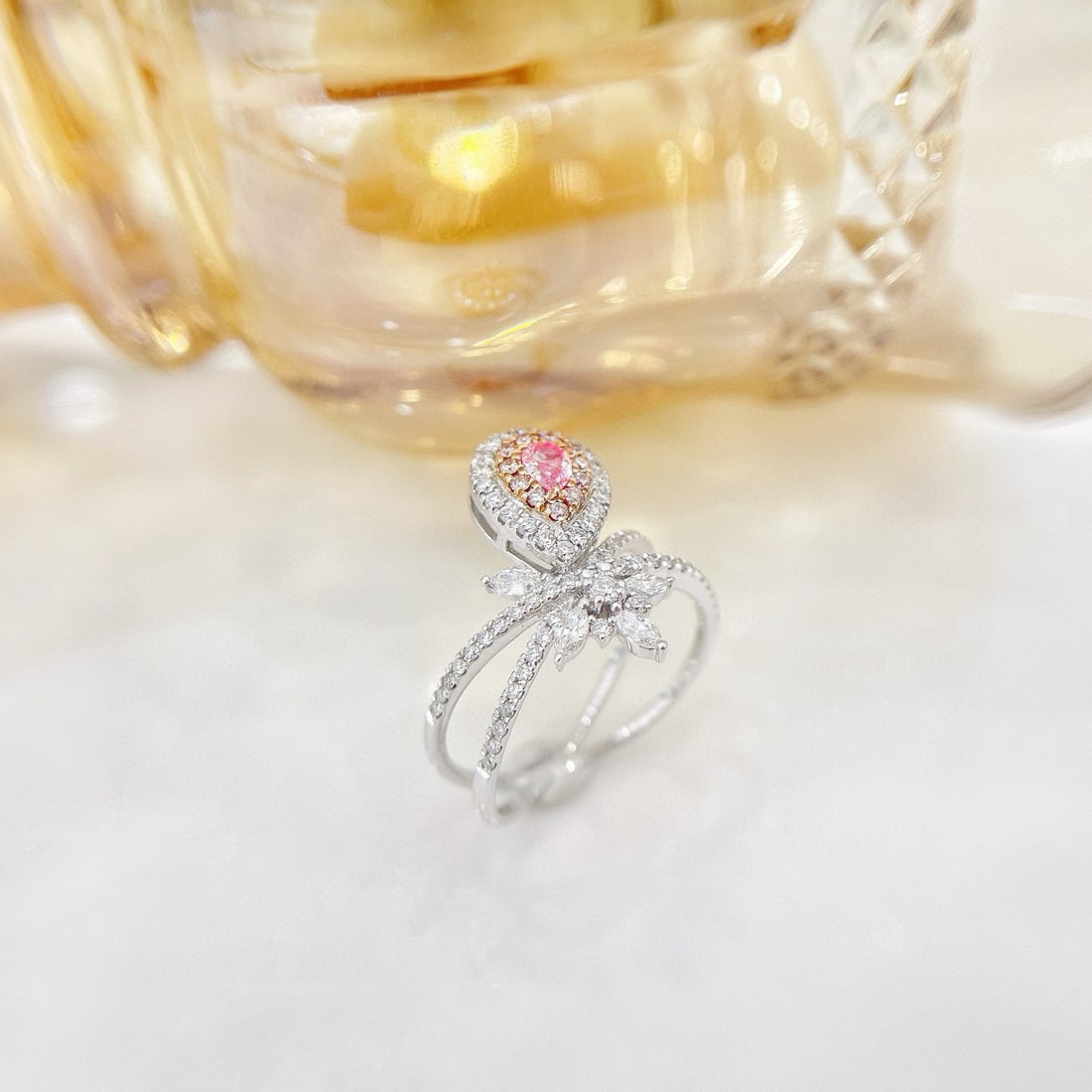 14k Gold 0.79 Ctw Natural Pink Diamond & Diamond Ring - 4