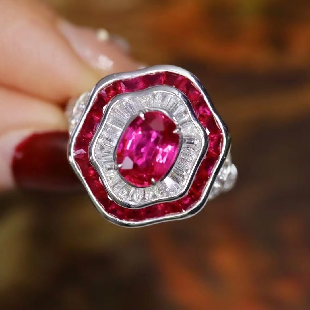 14k Gold 2.44 Ctw Natural Ruby & Ruby Ring - 7