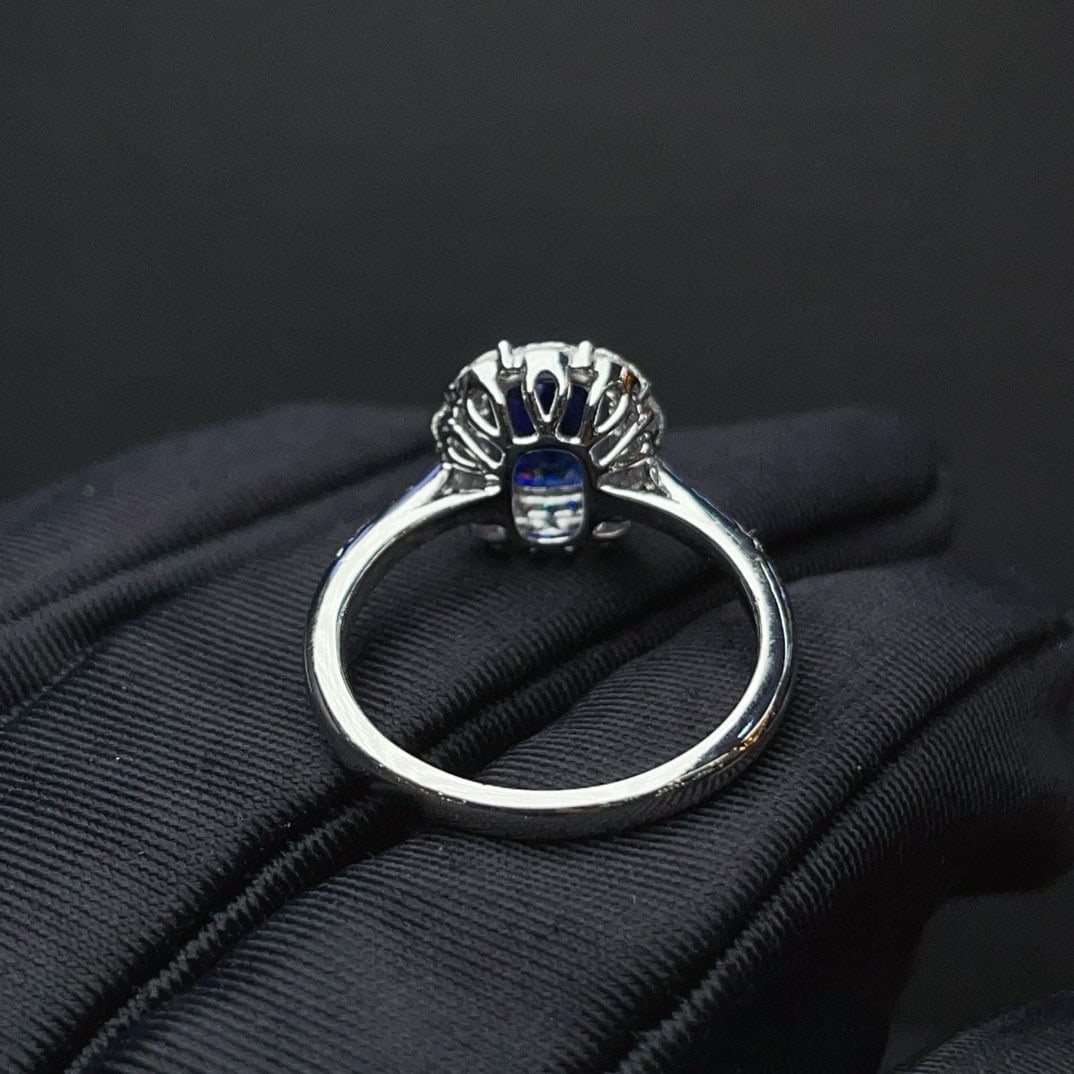 14k Gold 1.45 Ct Natural Sapphire & Diamond Ring - 4