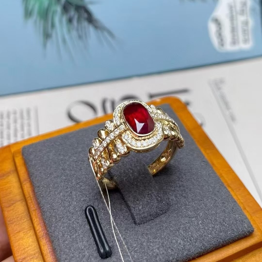 14k Gold 1.76 Ctw Natural Ruby & Diamond Ring - 2