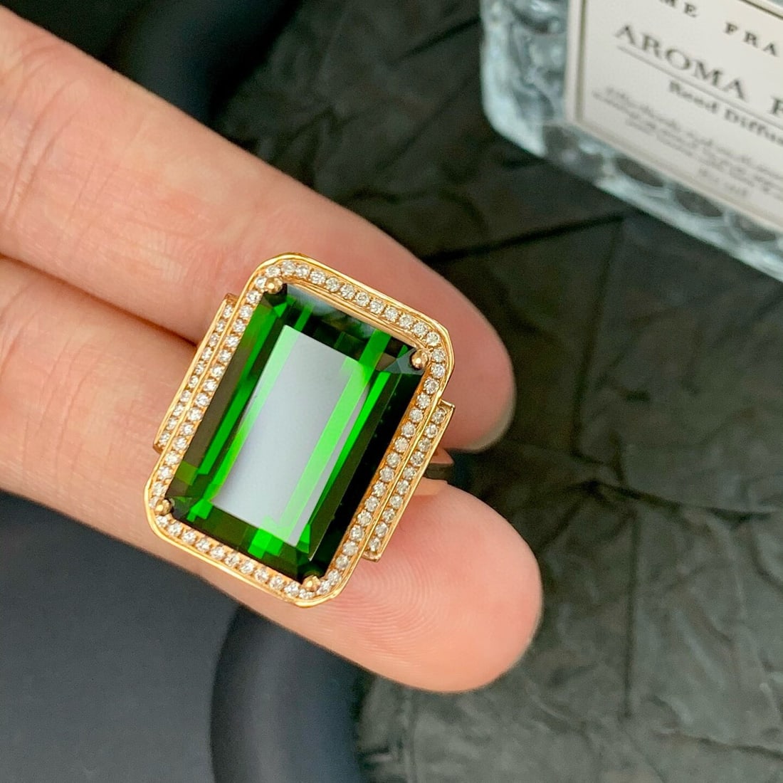 14k Gold 11.31 Ct Natural Tourmaline & Diamond Ring - 3