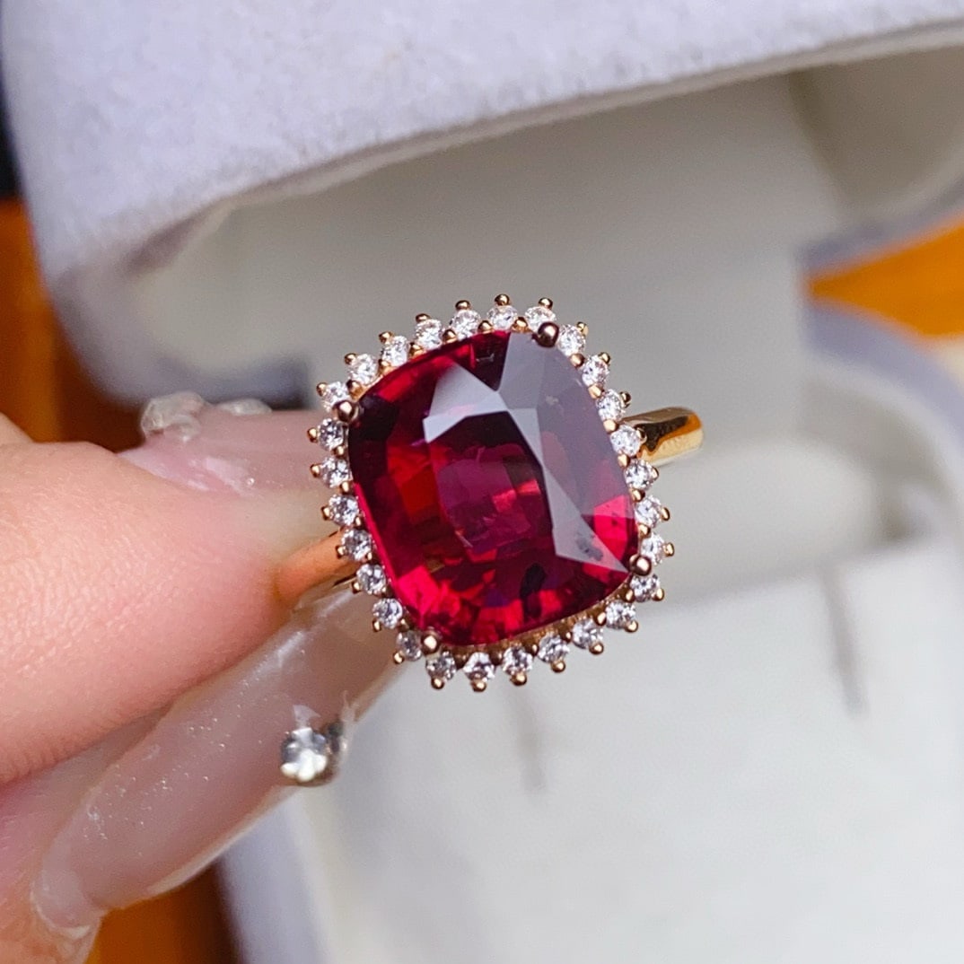 14k Gold 4.98 Ctw Natural Tourmaline & Diamond Ring - 2