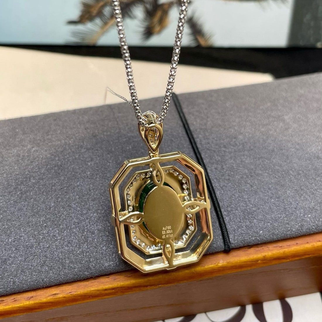 14k Gold 4.23 Ctw Vivid Green Natural Emerald & Diamond Pendant( Without Chain ) - 2