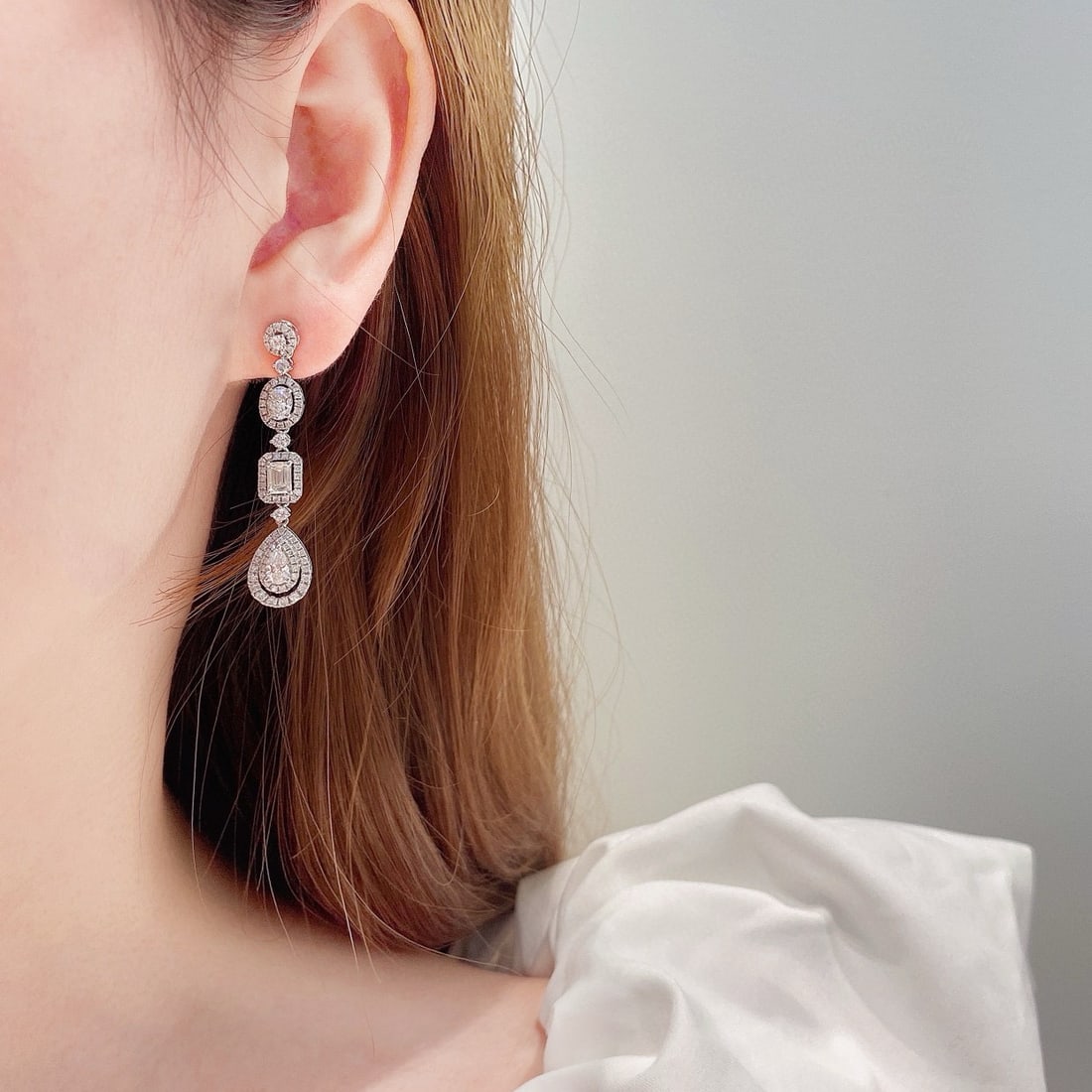 14k Gold 2.46 Ct Natural H Diamond Earrings - 2