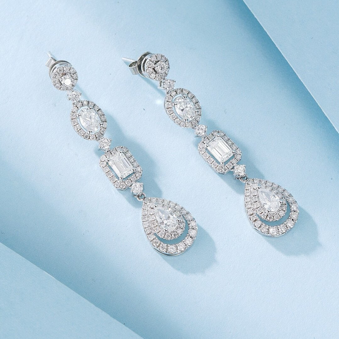 14k Gold 2.46 Ct Natural H Diamond Earrings - 4