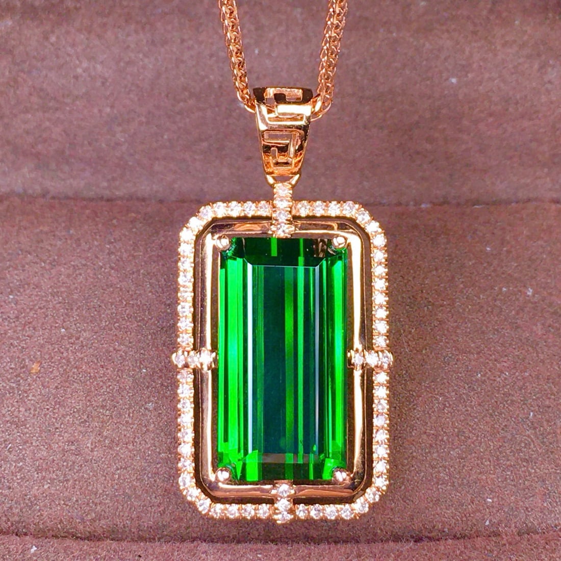 14k Gold 6.7 Ct Natural Tourmaline & Diamond Pendant( Without Chain ) - 5