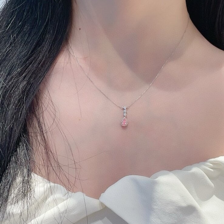 14k Gold 0.48 Ctw Natural Pink Diamond & Diamond Necklace - 4