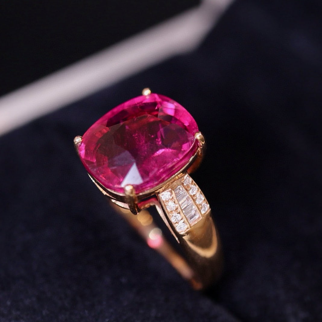 14k Gold 5.56 Ct Natural Tourmaline & Diamond Ring - 3