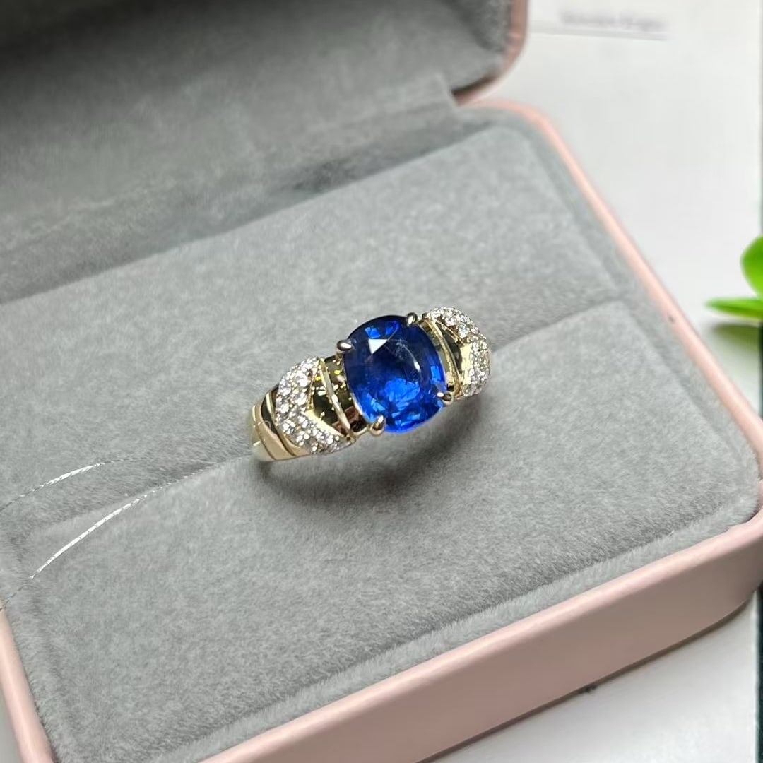 14k Gold 2.49 Ctw Natural Sapphire & Diamond Ring - 2