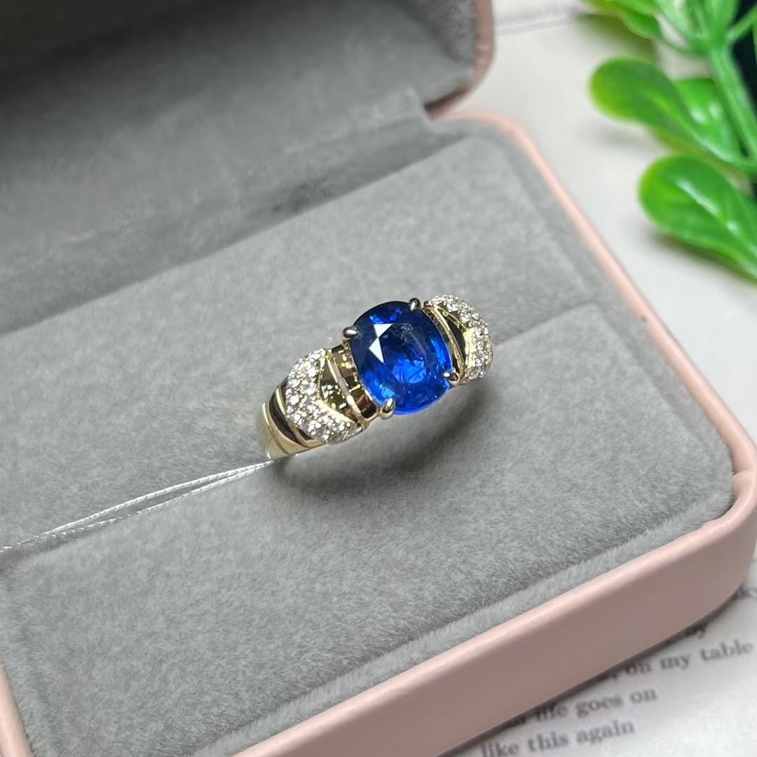 14k Gold 2.49 Ctw Natural Sapphire & Diamond Ring - 4