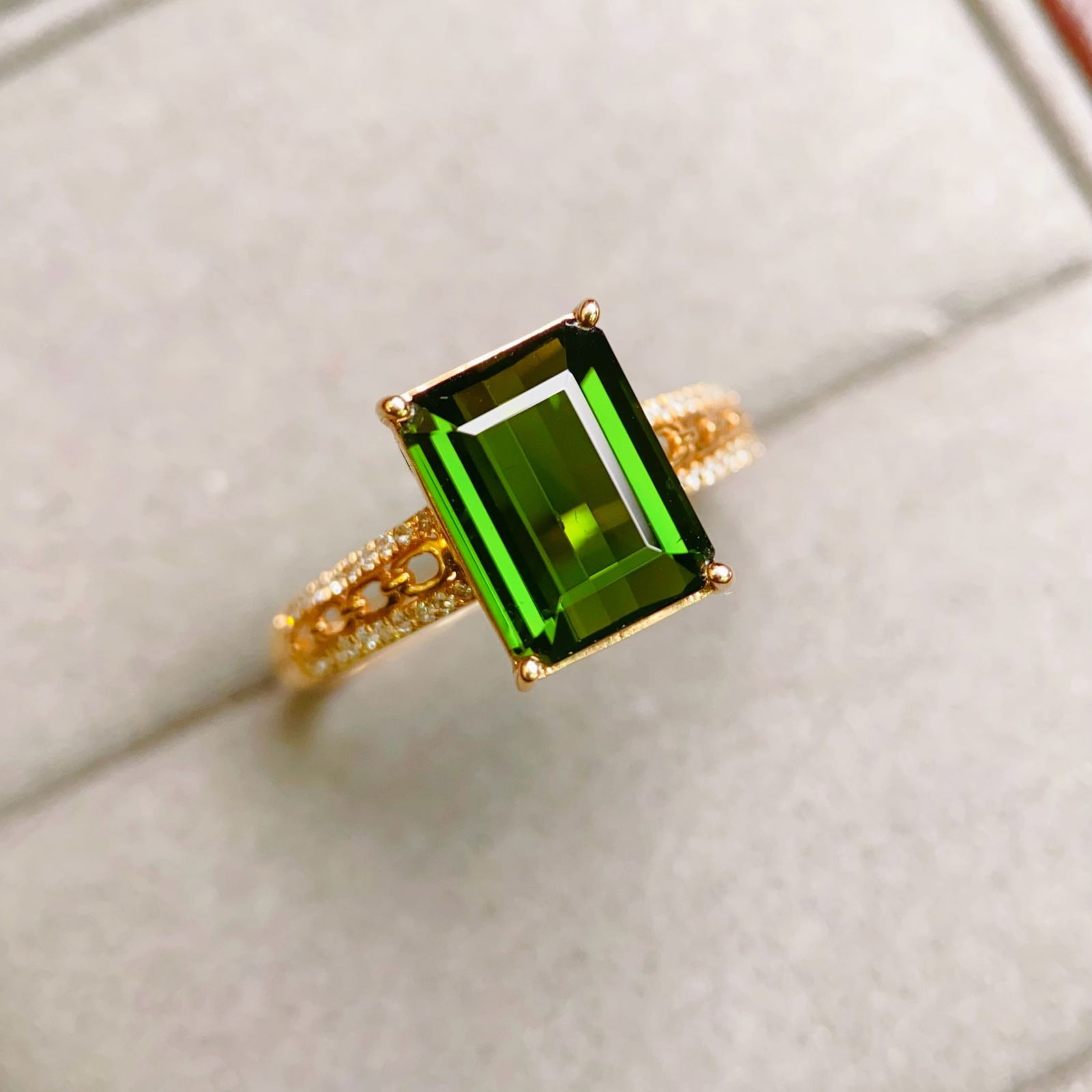 14k Gold 3.47 Ctw Natural Tourmaline & Diamond Ring (1 of 5)
