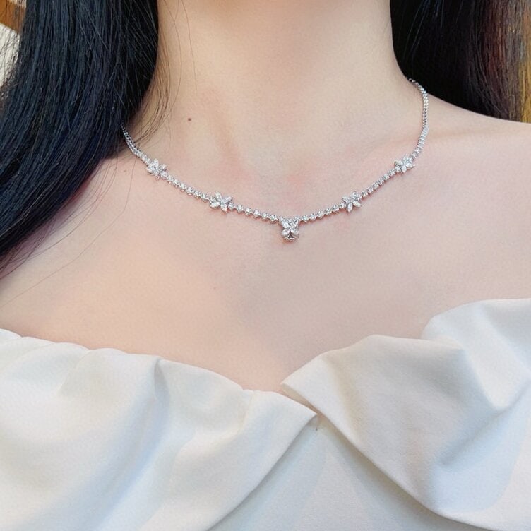 14k Gold 3.92 Ctw Natural H Diamond Necklace - 4