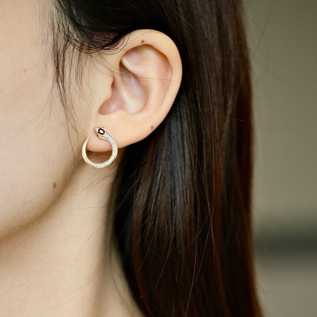 14k Gold 0.52 Ctw Natural Ruby & Diamond Earrings - 2