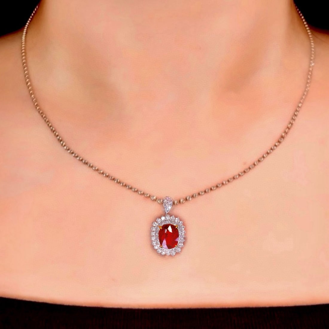 14k Gold 1.70 Ctw Natural Ruby & Diamond Pendant( Without Chain ) - 3