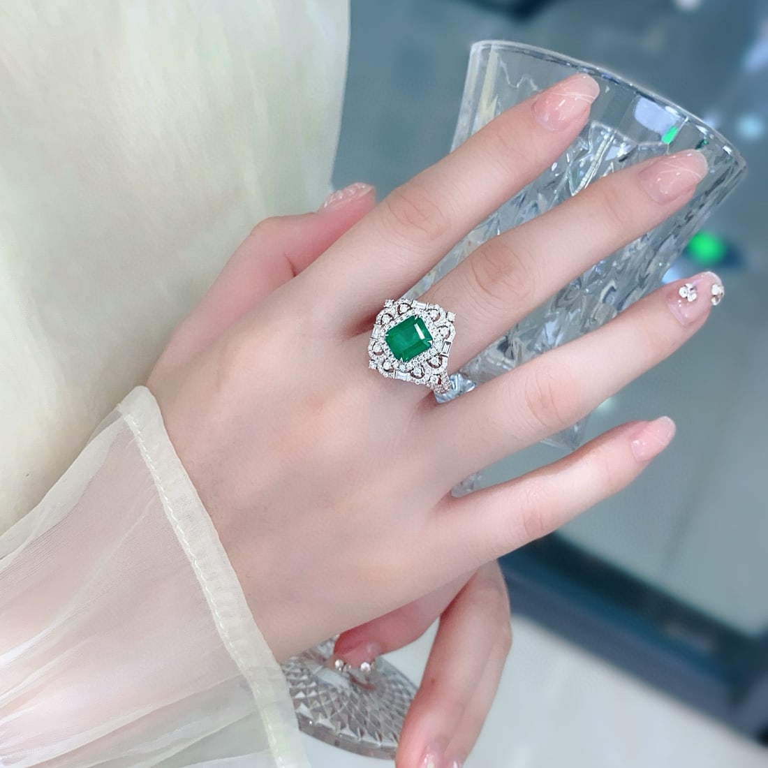 14k Gold 3.03 Ctw Vivid Green Natural Emerald & Diamond Ring/pendant( Without Chain ) - 2