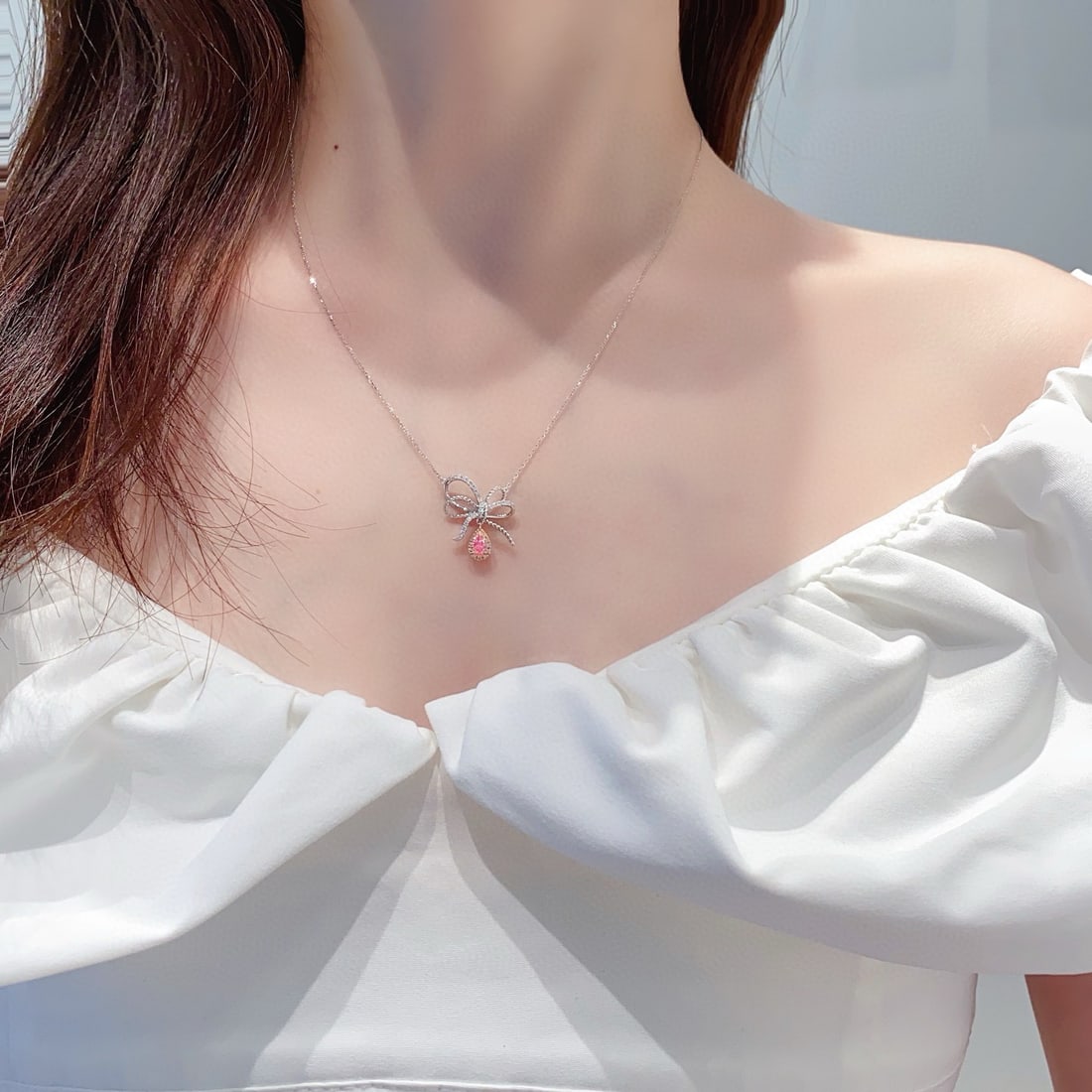 14k Gold 0.30 Ctw Natural Pink Diamond & Diamond Necklace - 2