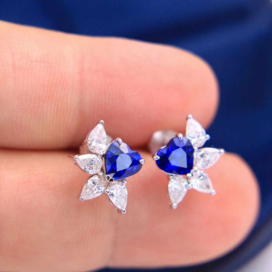 14k Gold 2.48 Ctw Natural Sapphire & Diamond Earrings - 4