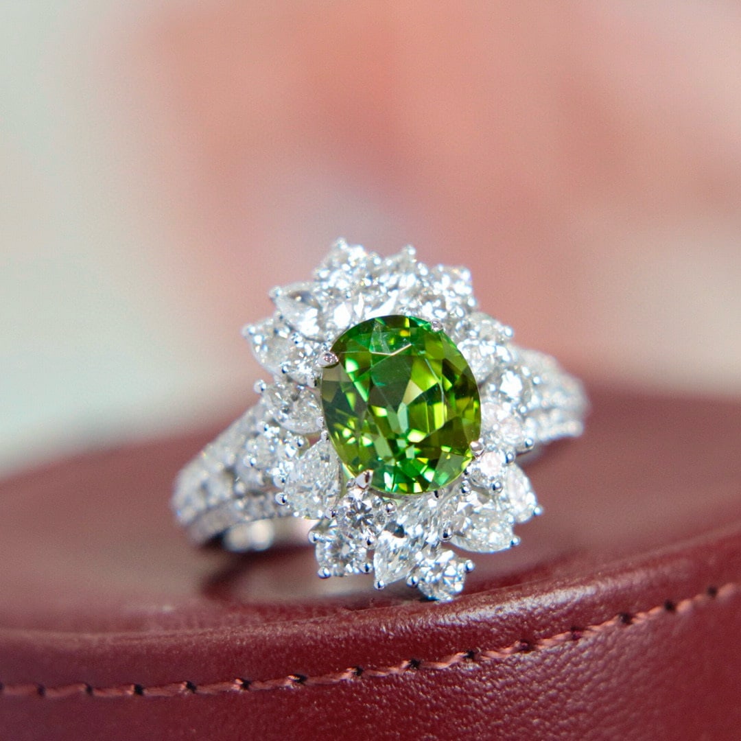 14k Gold 5.39 Ctw Natural Tourmaline & Diamond Ring - 2