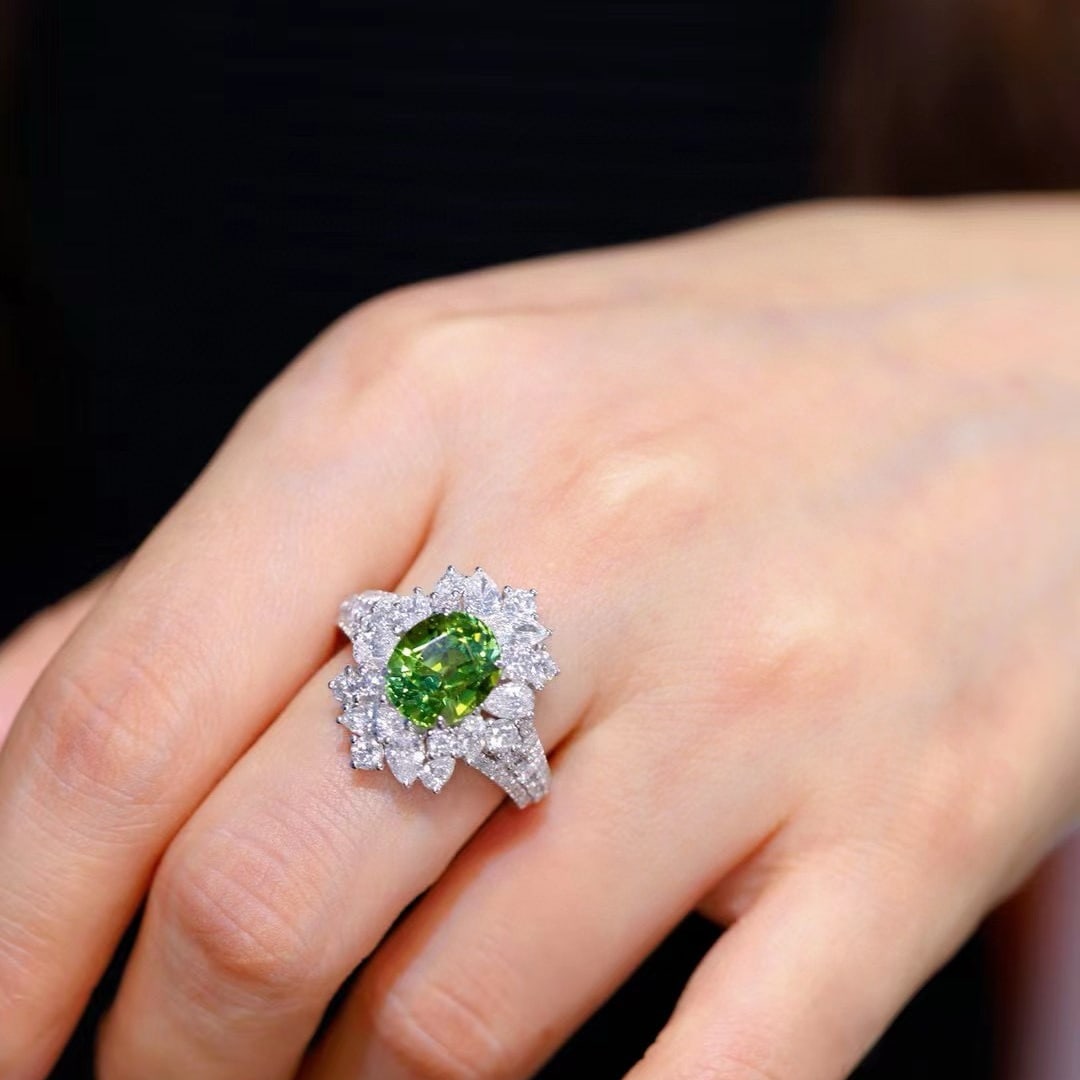 14k Gold 5.39 Ctw Natural Tourmaline & Diamond Ring - 4