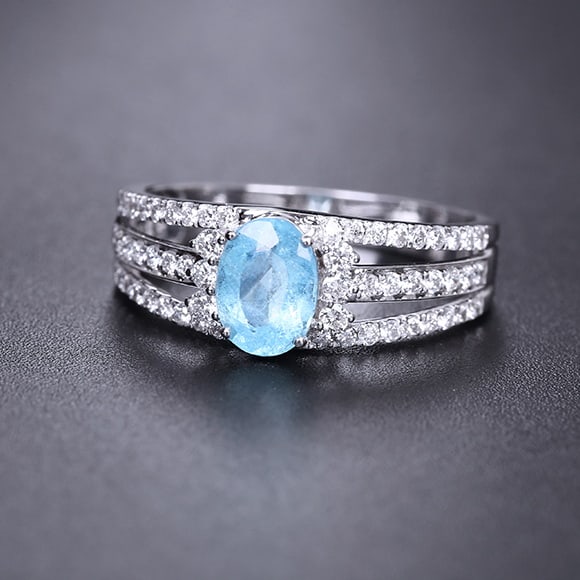 14k Gold 1.28 Ctw Natural Paraiba Tourmaline & Diamond Ring - 2