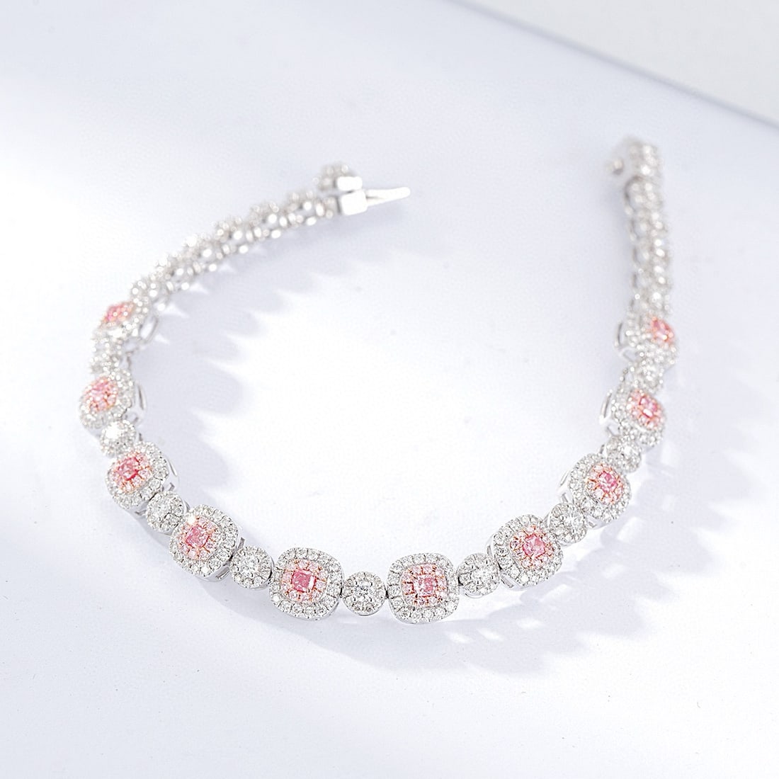 14k Gold 2.95 Ctw Natural Pink Diamond & Diamond Bracelet - 3