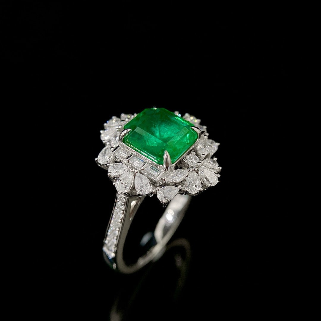 14k Gold 3.11 Ctw Vivid Green Natural Emerald & Diamond Ring/pendant( Without Chain ) - 5