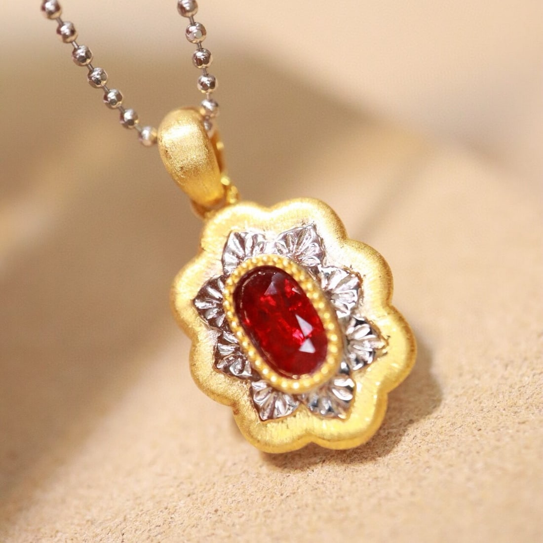 14k Gold 0.51 Ct Natural Ruby Pendant( Without Chain ) - 2