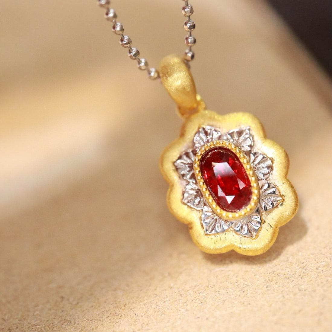 14k Gold 0.51 Ct Natural Ruby Pendant( Without Chain ) - 3